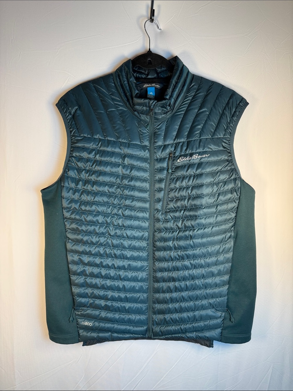 Eddie Bauer Men's Dark Teal Quilted Down Hybrid Vest